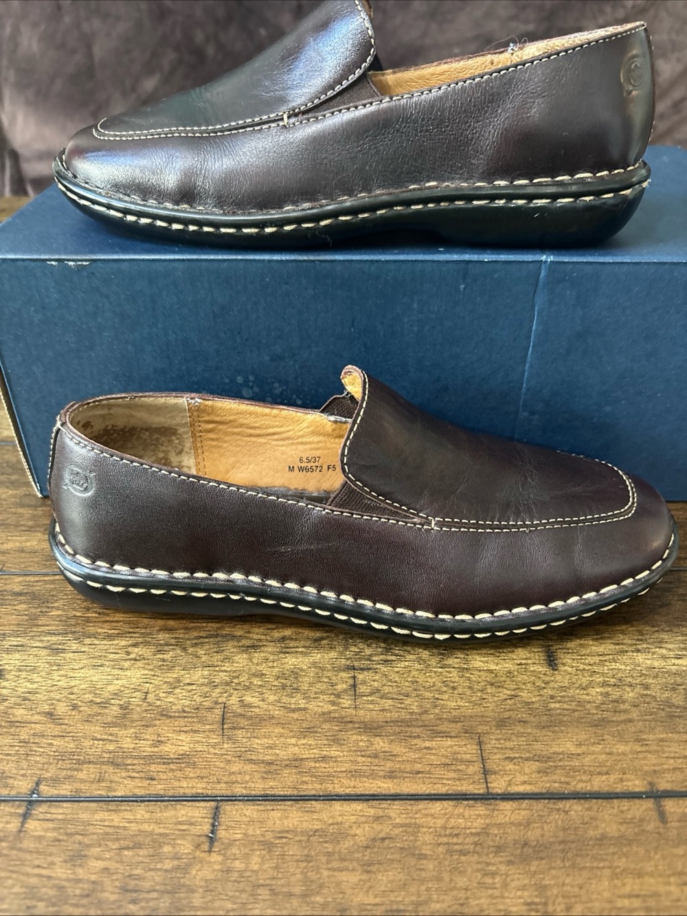 Born W3572 Women's Brown Leather Comfort Slip On Loafers Clogs Size US 6.5 - Picture 4 of 8